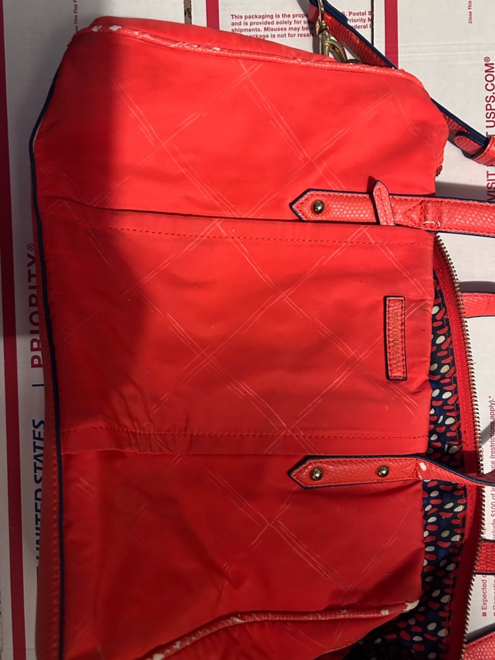 Red Quilted Tote Bag